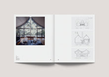 Load image into Gallery viewer, Book spread for Gabriel Poole Houses: Poetry in Construction, featuring one of Poole's lightweight sub-tropical Queensland houses, edited by Andrew Mackenzie, published by Uro Publications.
